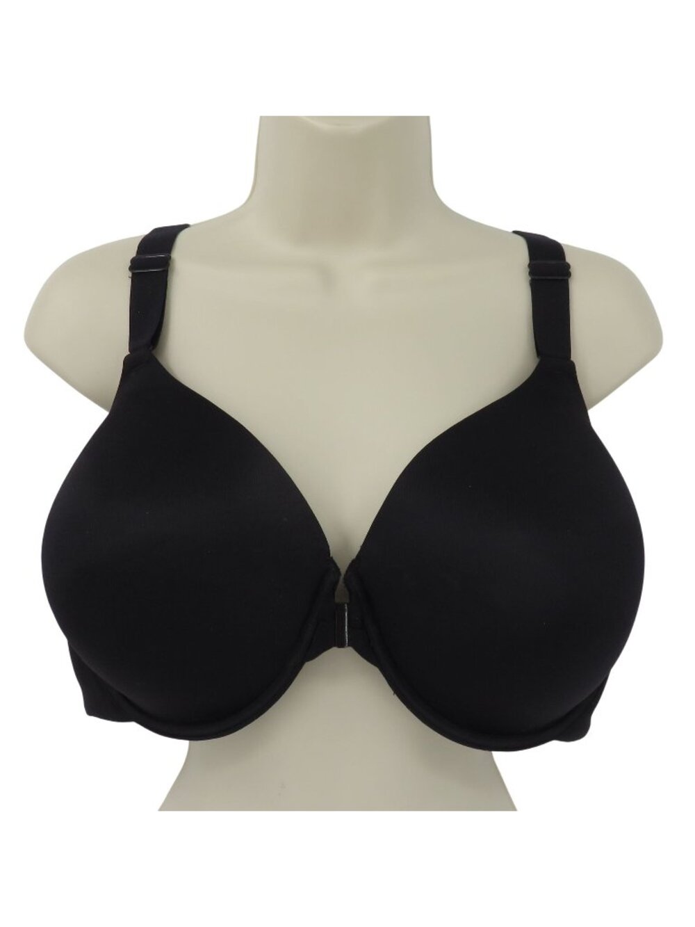 Vanity Fair 42DD 76384 Full Figure Front Close Underwire Bra Solid Black Lined